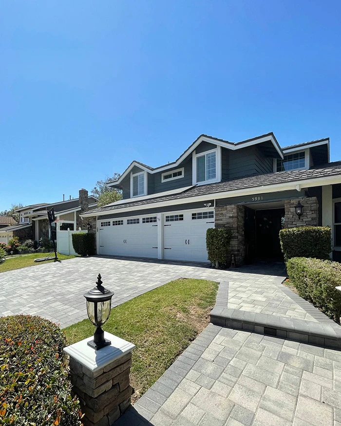 beautiful driveway installed partnered with amazing hardscaping